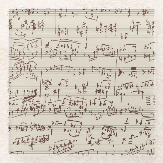 Music notes glass coaster (Front)