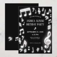 Music notes glow in the dark birthday
