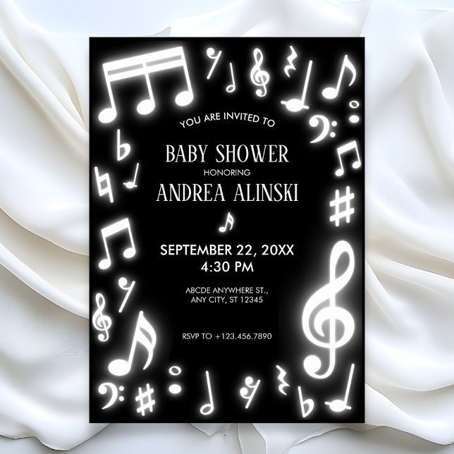 Music notes glow shower invitation (Creator Uploaded)