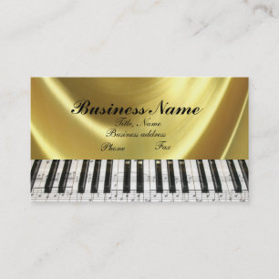 Music Notes Gold Piano Keyboard Business Card