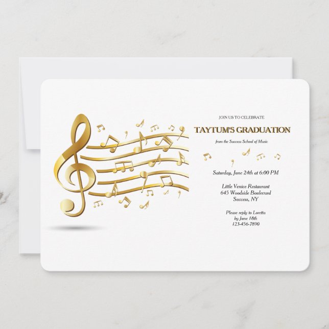 Music Notes Graduation Party Invitation (Front)