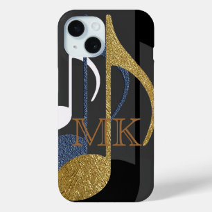 Music Notes Graphic Personalised Monogram iPhone 15 Case