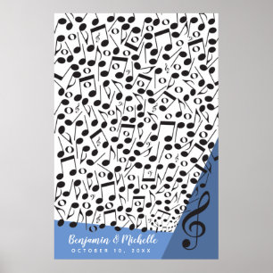 Music Notes Guest Book Poster - 200 Spaces
