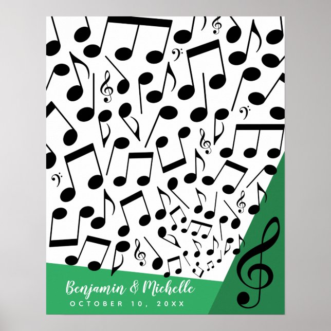 Music Notes Guest Book Poster - 50 Spaces (Front)
