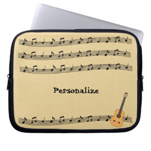 Music Notes & Guitar Personalise Laptop Sleeve
