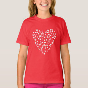 Music Notes Heart Shirt (Red and White)