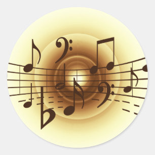 Music notes illustration classic round sticker