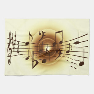 Music notes illustration tea towel