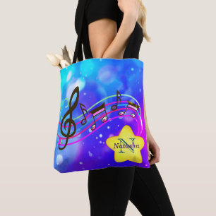 Music Notes in Starry Sky for a Happy Song Tote Bag