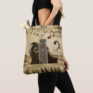 Music Notes Keyboard Guitar Tote Bag