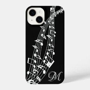 Music Notes Keyboard Monogram Name Custom Colour iPhone 14 Case