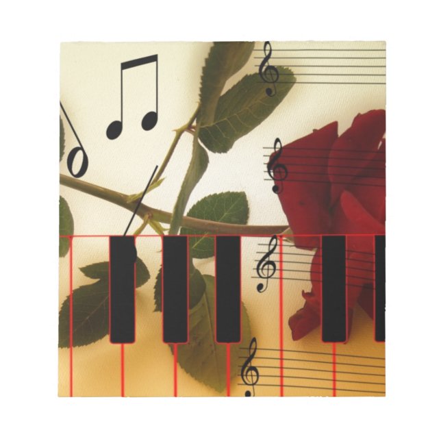 Music Notes Keyboard Red Rose Blossom Destiny (Front)
