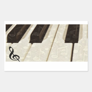 Music notes & Keys_ Rectangular Sticker