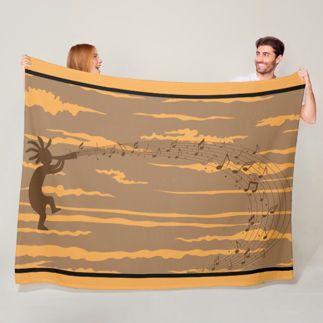 Music Notes Kokopelli Fleece Blanket (In Situ)