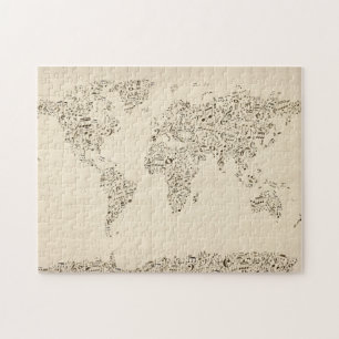 Music Notes Map of the World Jigsaw Puzzle
