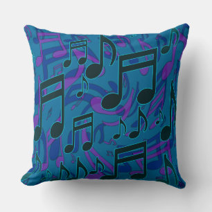 Music Notes Musical Pattern Blue Green Purple Cushion