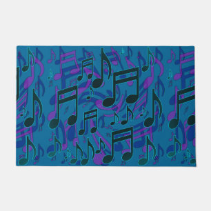 Music Notes Musical Pattern Blue Green Purple Doormat