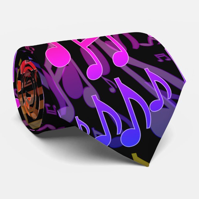Music Notes Musical Pattern Fun Bright Colours Tie (Rolled)