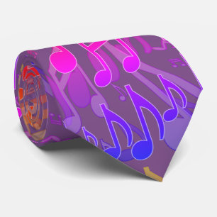 Music Notes Musical Pattern Fun Cheerful Colours Tie