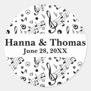 Music Notes Musical Wedding Classic Round Sticker