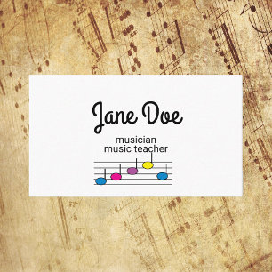 Music Notes Musician Colourful Personalise Business Card