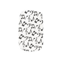 Music Notes Nail Wraps-White and Black