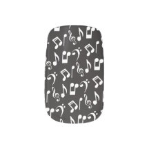 Music Notes Nail Wraps-White Music Notes