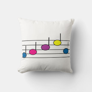 Music Notes on a Musical Staff Colourful Cushion