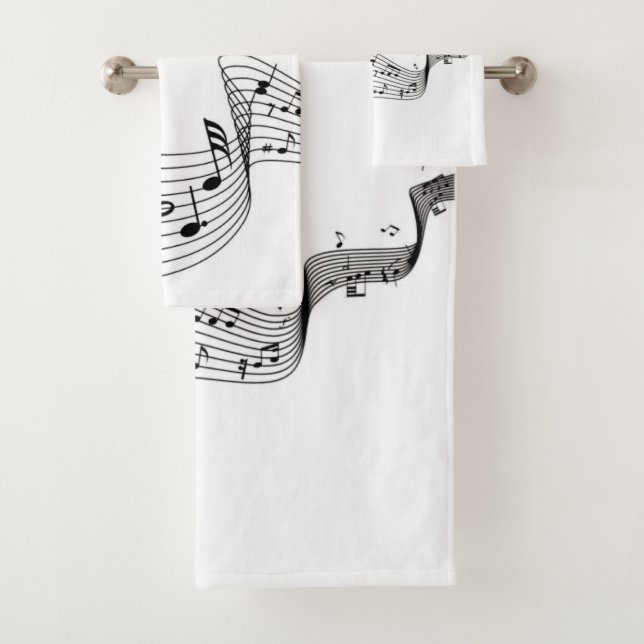 Music Notes on Silver Bath Towel Set (Insitu)