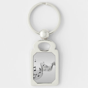 Music Notes on Silver Key Ring