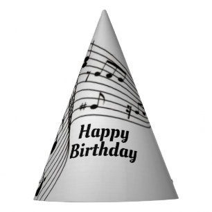 Music Notes on Silver Party Hat