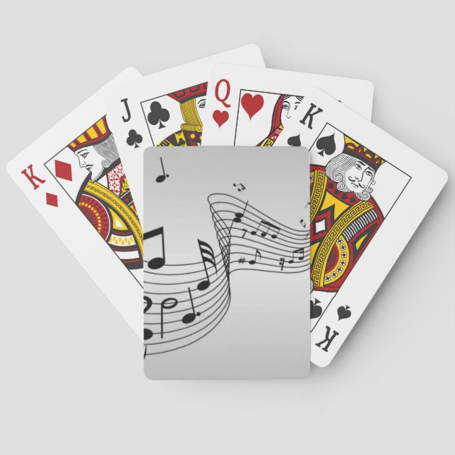 Music Notes on Silver Playing Cards (Back)