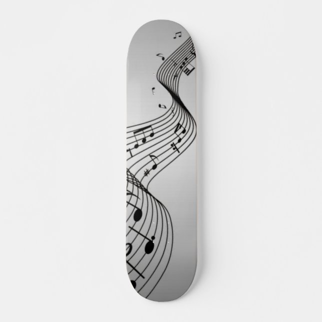 Music Notes on Silver Skateboard (Front)