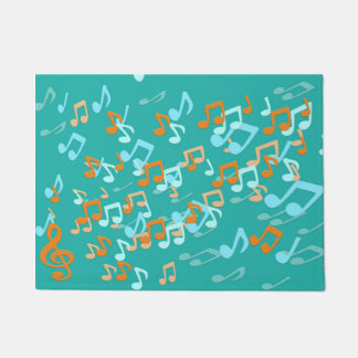 music notes on teal doormat