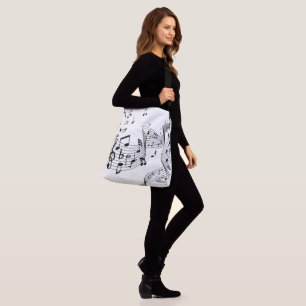 Music Notes on White Crossbody Bag