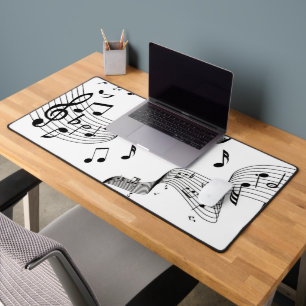 Music Notes on White  Desk Mat