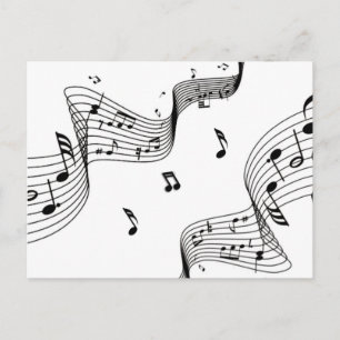 Music Notes on White  Postcard
