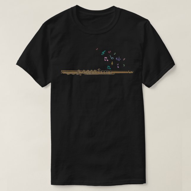 Music Notes Orchestra Gift Treble Clef Flute  T-Shirt (Design Front)