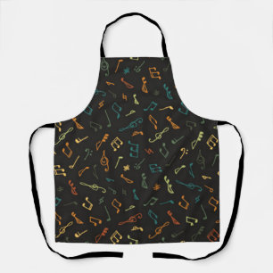 Music notes pattern apron