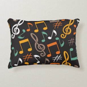 Music notes pattern decorative cushion