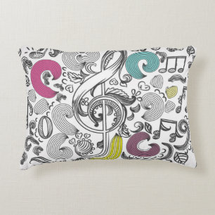 Music notes pattern decorative cushion