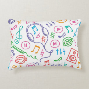 Music notes pattern decorative cushion