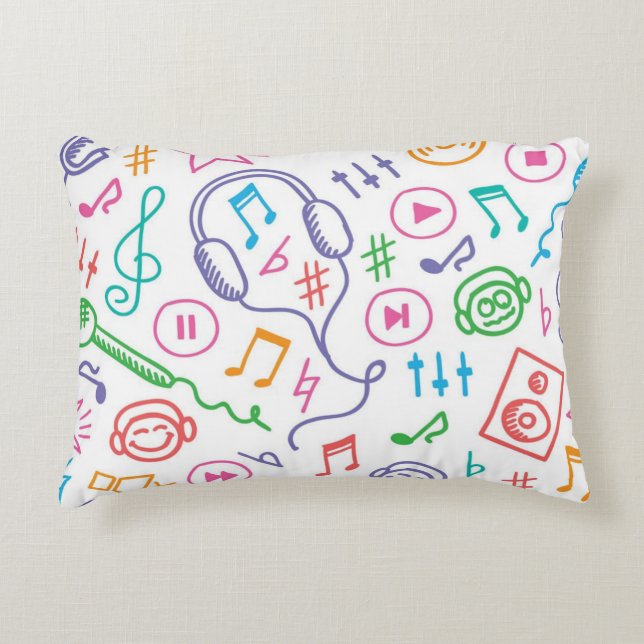 Music notes pattern decorative cushion (Front)