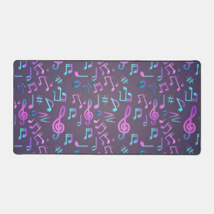 Music notes pattern desk mat