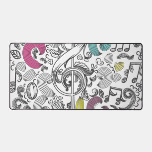 Music notes pattern desk mat
