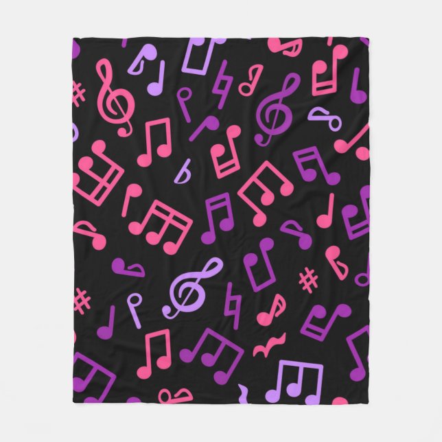 Music notes pattern fleece blanket (Front)