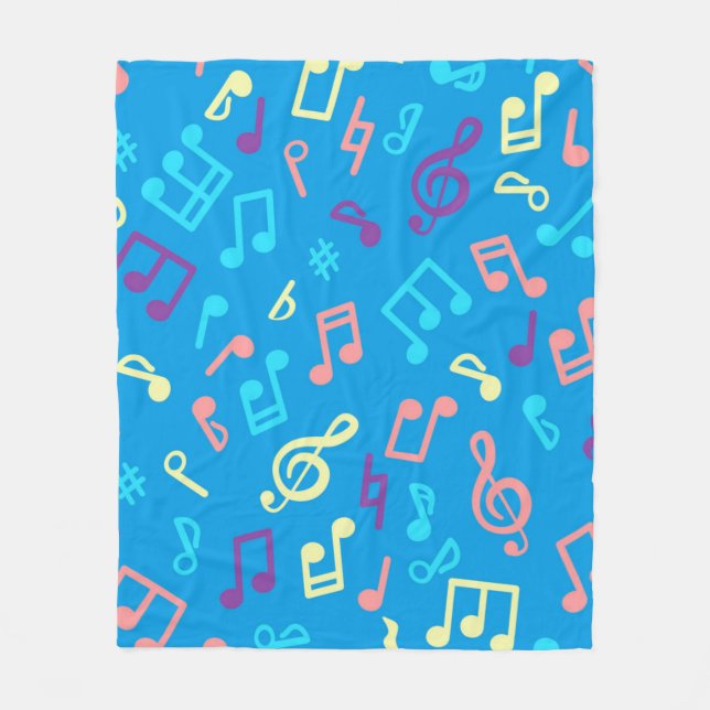 Music notes pattern fleece blanket (Front)