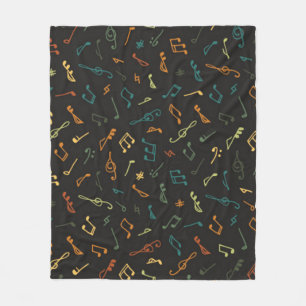 Music notes pattern fleece blanket