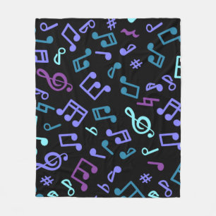 Music notes pattern fleece blanket