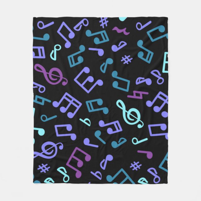 Music notes pattern fleece blanket (Front)